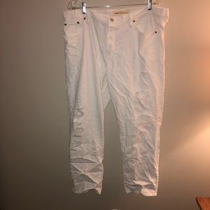 GAP White Distressed Relaxed Boyfriend Jean